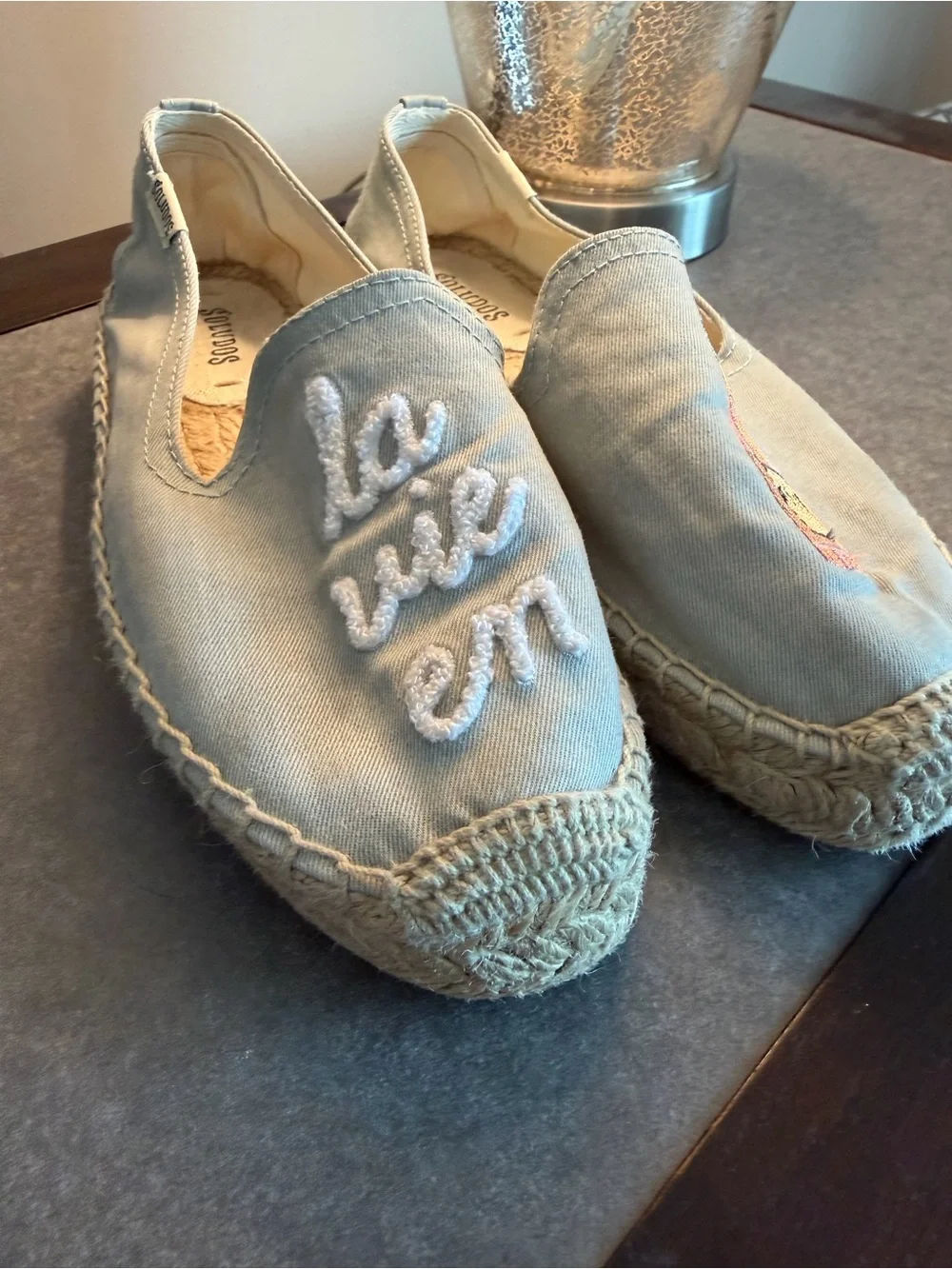 Soludos Light Blue Embroidered Rose Espadrilles